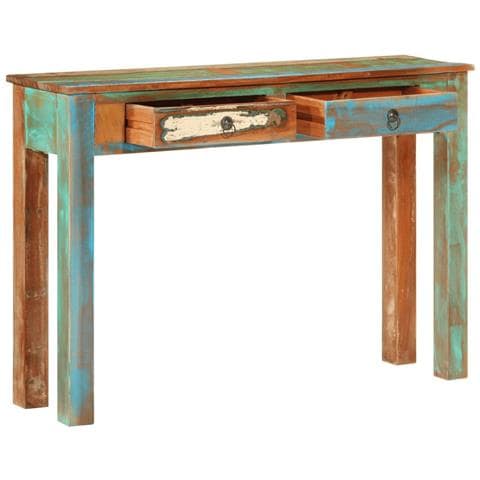 Tavolo Consolle 110x30x75 Cm In Legno Massello Di Recupero - Foto 2
