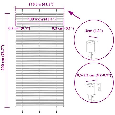 Tenda Plissettata Bianca 110x200 Cm Larghezza Tessuto 109,4 Cm - Foto 10