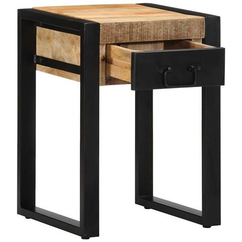 Tavolino 35x35x50 Cm In Legno Grezzo Massello Di Mango - Foto 3