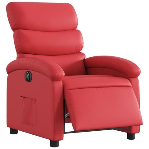 Poltrona Reclinabile Elettrica Rossa In Similpelle - Foto 3