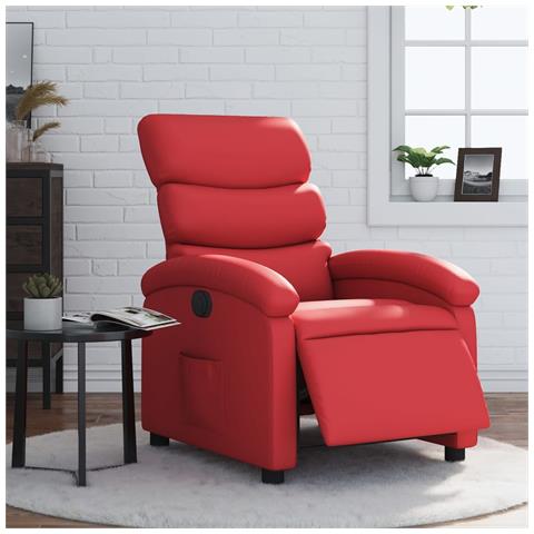 Poltrona Reclinabile Elettrica Rossa In Similpelle - Foto 1