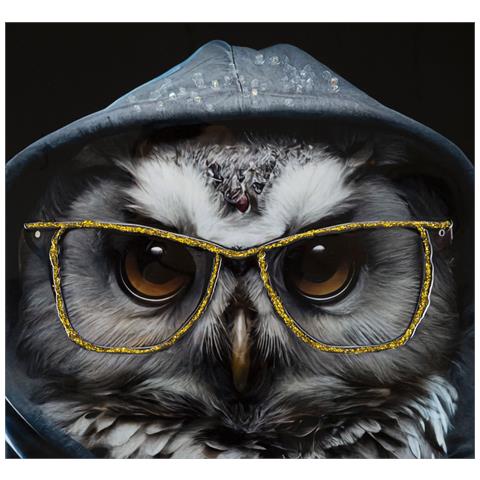 Stampa Su Tela Gufo - Multicolore - Legno - 53x3x73 Cm - Foto 2