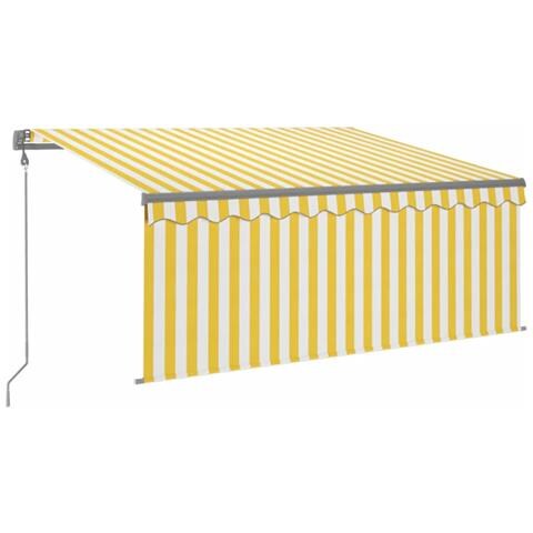 Tenda Sole Retrattile Automatica E Parasole 3x2,5mgialla Bianca - Foto 1