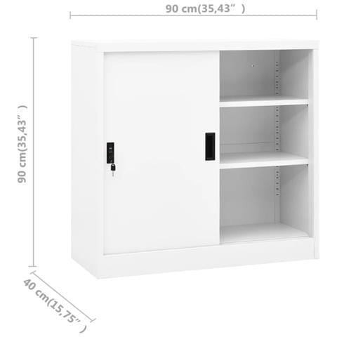 Armadio Per Ufficio Anta Scorrevole Bianco 90x40x90cm Acciaio - Foto 8