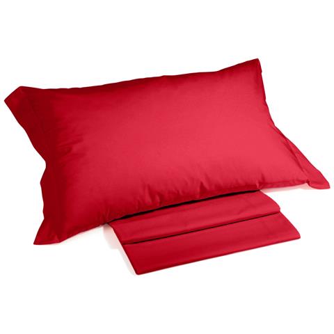 Completo Lenzuola In Cotone Colore Rosso Misura Singolo - Foto 1