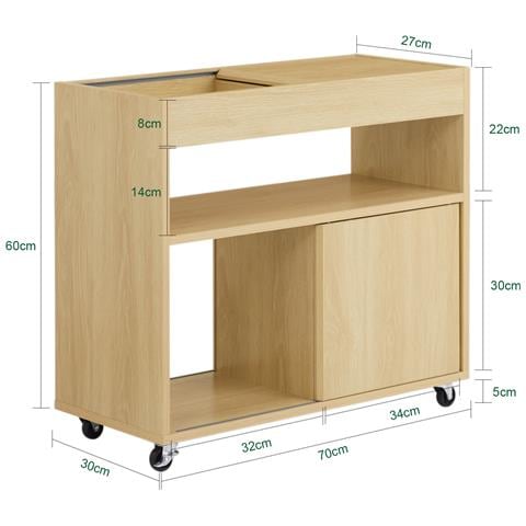 Tavolino Con Ruote 70x30x60cm Fbt152-n - Foto 2