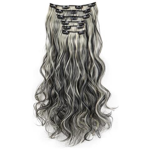 Extension Per Capelli Ricci Con 16 Clip, 6 Pezzi Grigi - Foto 1