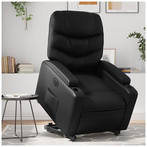 Poltrona Alzapersona Reclinabile Elettrica Nera in Similpelle - Foto 2