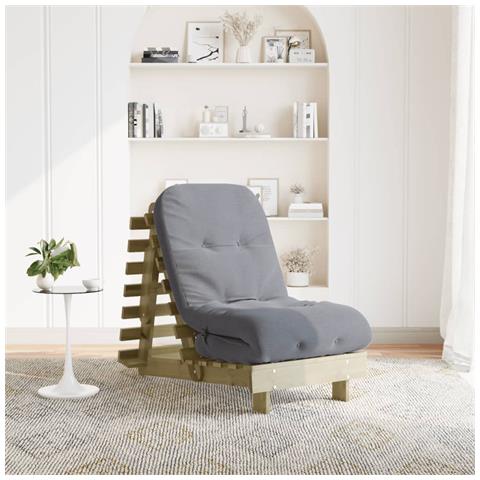 Divano Letto Futon con Materasso 60x206x11cm Pino Impregnato - Foto 2