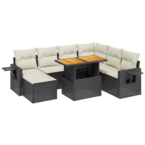 Set Divani da Giardino con Cuscini 8 pz Nero in Polyrattan - Foto 1