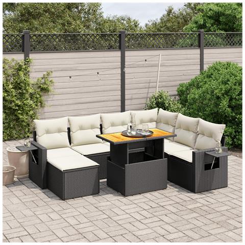 Set Divani da Giardino con Cuscini 8 pz Nero in Polyrattan - Foto 2