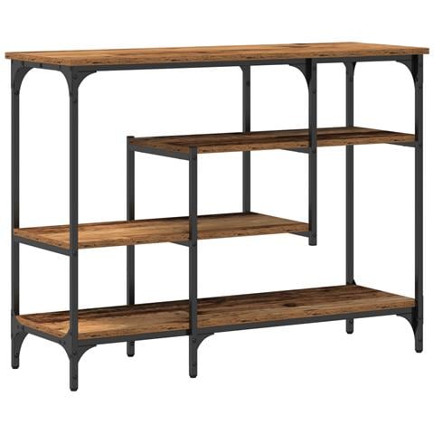 Tavolo Consolle Legno Vecchio 100x35x75 cm Legno Ingegnerizzato e Acciaio - Foto 1