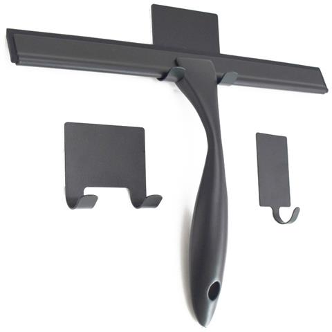 Set Tergivetro Nero In Acciaio Inossidabile Con Ganci - Ideale Per Bagno, Balcone E Finestrini Auto 10 Pollici - Foto 1