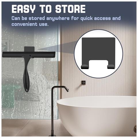Set Tergivetro Nero In Acciaio Inossidabile Con Ganci - Ideale Per Bagno, Balcone E Finestrini Auto 10 Pollici - Foto 6