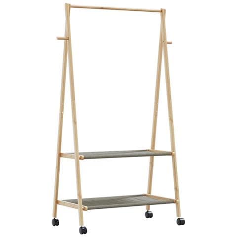 Appendiabiti con Ripiani e Ruote 96x45,5x155,5 cm in Bambù - Foto 1