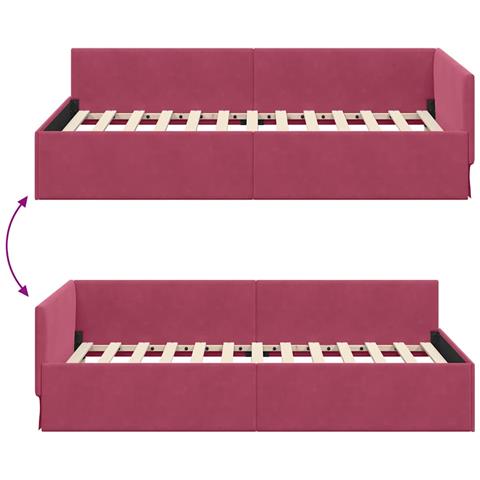 Cornice del letto ad angolo Altro Rosso vino 100 x 200 cm - Foto 9