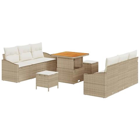 Set Divano da Giardino 9 pcs Beige e Crema 80 x 80 x 71 cm - Foto 1
