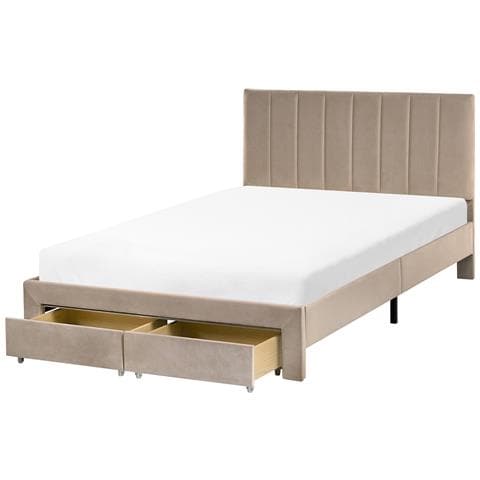 Letto Con Cassetti Contenitori Velluto Lonzac 120 X 200 Cm Tortora - Foto 2