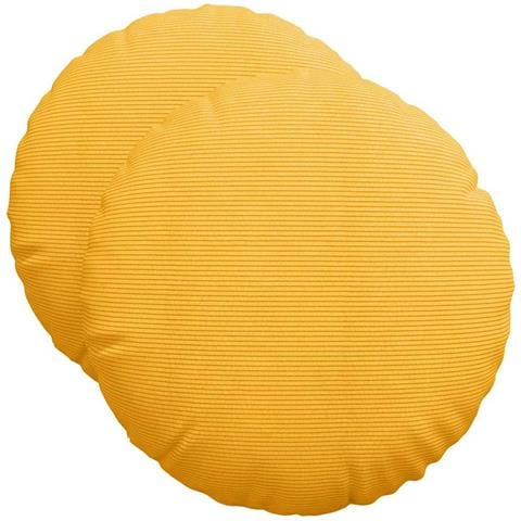 Cuscini per Seduta 2 pcs Giallo Chiaro Ø 50 cm Tessuto in Cords - Foto 1