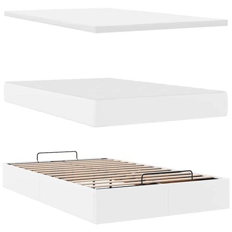 Struttura Letto Pouf con Materasso Bianco 120x200 cm Similpelle - Foto 9