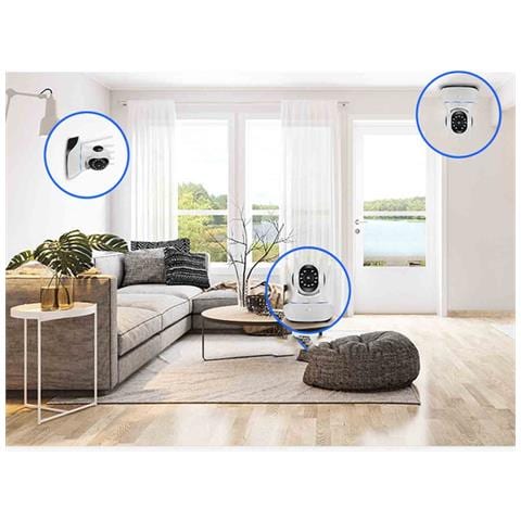 Telecamera Wifi Wireless: Panoramica A 360°, Visione Notturna rarossi E Visualizzazione Remota - Foto 2