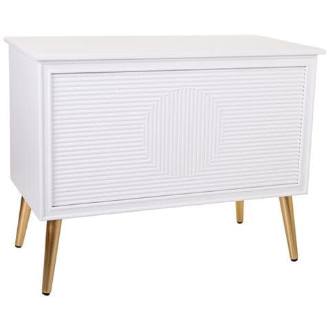 Sgabello Baule In Legno Bianco 83x41,5x62,5h - Foto 1