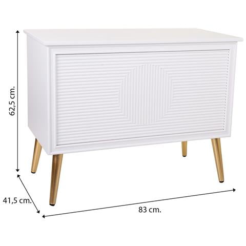 Sgabello Baule In Legno Bianco 83x41,5x62,5h - Foto 8