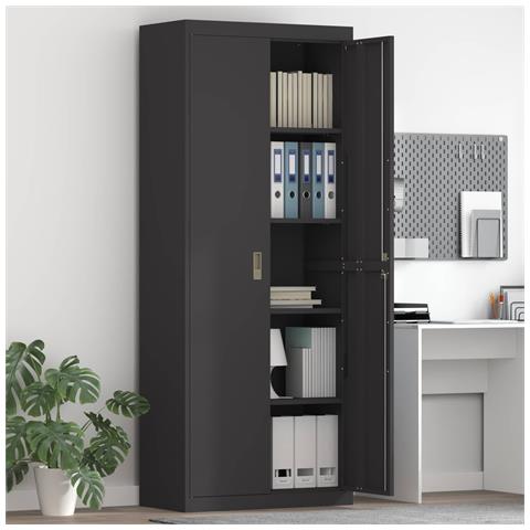 Armadio Nero 80 x 40 x 200 cm Acciaio - Foto 2