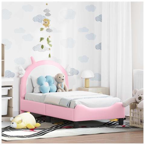 Struttura letto per bambini con testata Rosa 70 x 140 cm PU - Foto 2