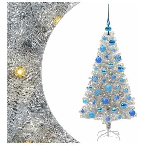 Albero di Natale con 150 LED con supporto Argento 120 cm PET - Foto 1