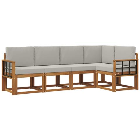 Set di divani con cuscino 5 pcs Grigio Naturale e Chiaro - Foto 1