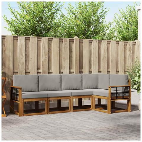 Set di divani con cuscino 5 pcs Grigio Naturale e Chiaro - Foto 2