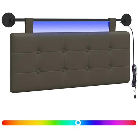 Testiera sospesa Con luce LED Grigio Similpelle - Foto 1