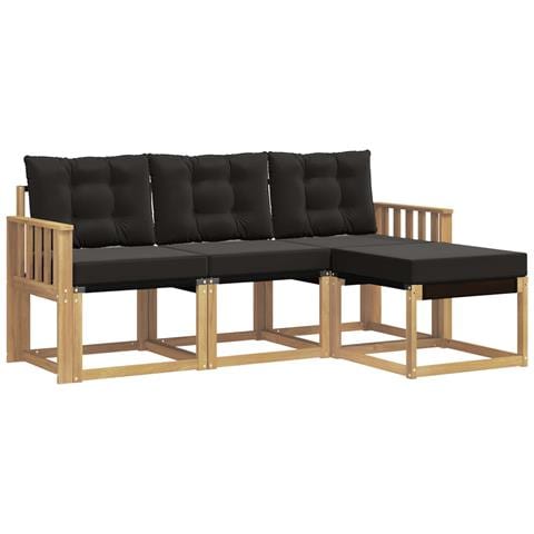 Set di divani da esterno con cuscino 4 pcs Bianco e Nero - Foto 1