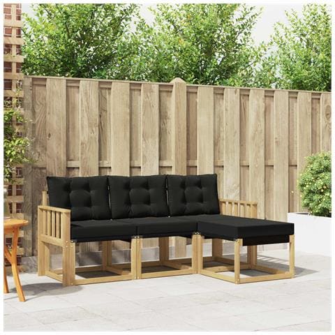 Set di divani da esterno con cuscino 4 pcs Bianco e Nero - Foto 2