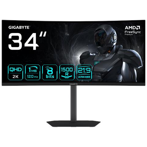 GS34WQCA Monitor Gaming Curvo 34" WQHD - 3440 x 1440, 1500R, 120Hz, 1ms, 300 cd /m², FreeSync Premium, HDR Ready, HDMI 2.0, DisplayPort 1.4 - Foto 1