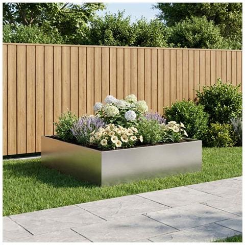 Vaso da giardino Argento 80 x 80 x 30 cm Acciaio Inox - Foto 2