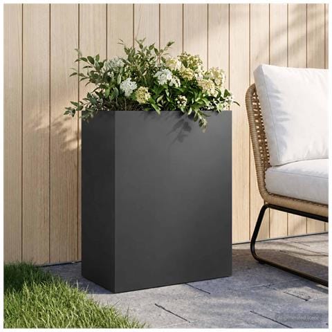 Vaso da giardino Nero 40 x 20 x 50 cm Acciaio laminato a freddo - Foto 2