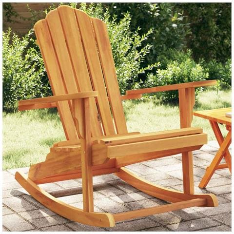 Sedia Dondolo Adirondack da Giardino in Legno Massello Teak - Foto 2