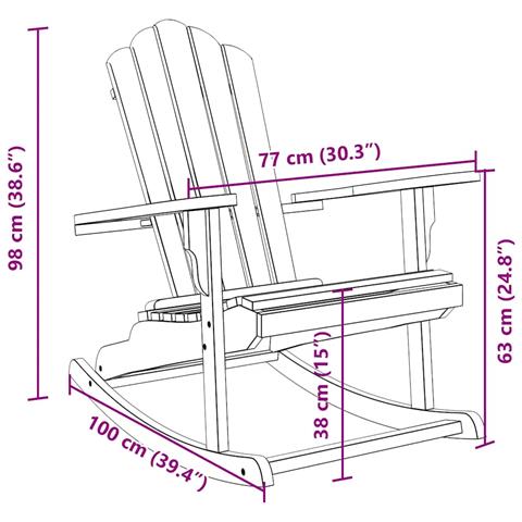 Sedia Dondolo Adirondack da Giardino in Legno Massello Teak - Foto 9