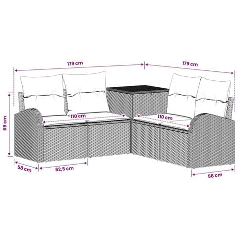 Set di divani 5 pz Nero e Bianco Crema - Foto 10