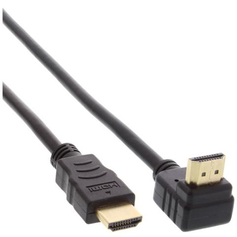 In line high speed hdmi 19pin type-a a 19pin type-a, pin dorati, nero, 5m, angolo 90° - Foto 1
