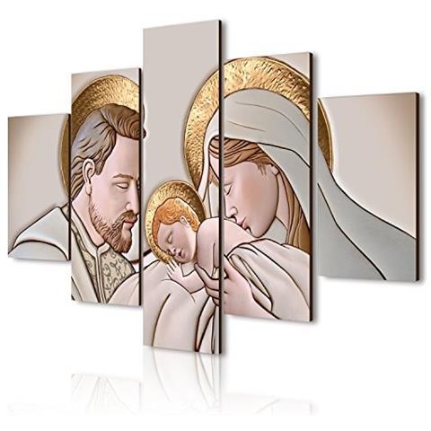 Quadro Sacra Famiglia 5 Pezzi In Legno Vogue 66x115 Cm The Kiss Ceramic - Foto 1