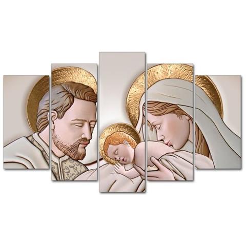Quadro Sacra Famiglia 5 Pezzi In Legno Vogue 66x115 Cm The Kiss Ceramic - Foto 3