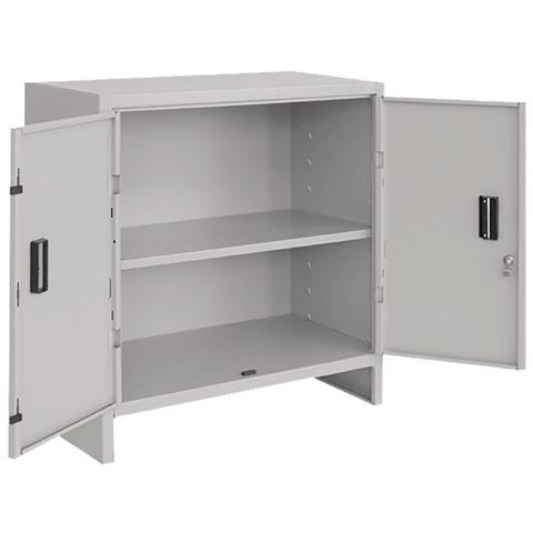 Armadio Multiuso In Metallo 1 Piano 2 Porte Tetto Piano Prometal Pratiko Mini 80 Grigio - Foto 2