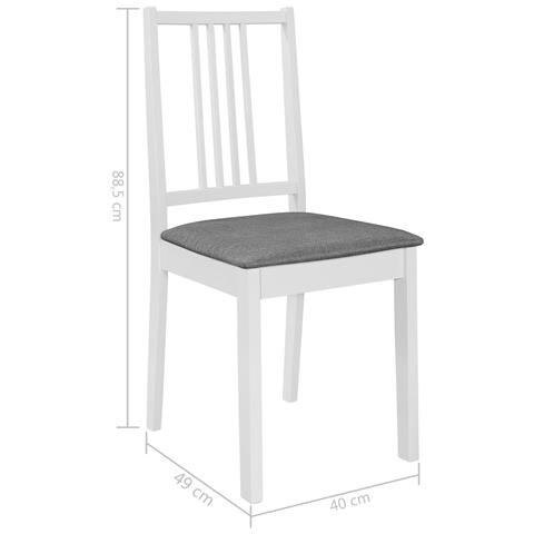 Sedie Da Pranzo Con Cuscini 6 Pz Bianche In Legno Massello - Foto 2