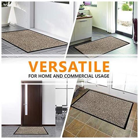Front Door Mat Beige Grigio 40x60 Cm Impermeabile E Lavabile Tappeto Per Indoor Outdoor Heavy Duty Dirt Trapper Non Di Slittamento Dirtcatcher Tappeto Per Gradino Della Porta Corridoio Ingresso Cucina Camera Da Letto - Foto 2