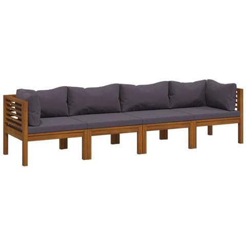 Divano Da Giardino 4 Posti Con Cuscino Legno Massello Di Acacia - Foto 1