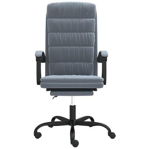 Sedia da Ufficio Reclinabile Grigio Scuro in Velluto - Foto 10