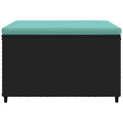 Poggiapiedi Da Giardino Con Cuscino In Polyrattan Nero - Foto 2